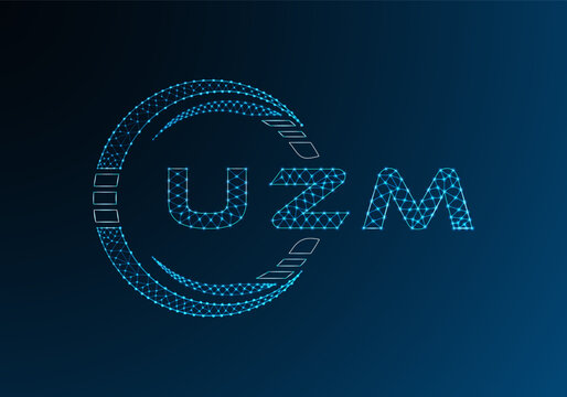 UZM low poly letter logo vector design. UZM lower poly logo design. Low poly logo.