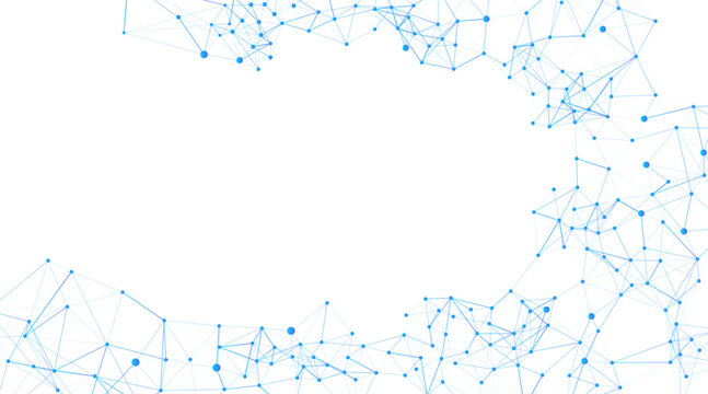 Abstract light blue network connections with interconnected dots and lines forming a modern digital pattern, ideal for technology, communication, or data visualization projects.