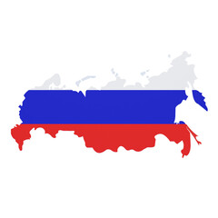 Fototapeta premium PNG Russia Map with National Flag Illustration Isolated on a Transparent Background