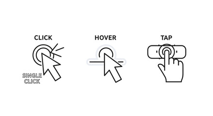 Fototapeta premium Click, Hover, Tap: User Interface Interaction Icons for Digital Devices