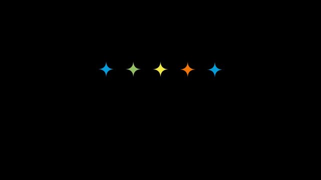 Colorful stars on a black background.