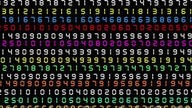 colorful Binary computer code number animation 4k 
