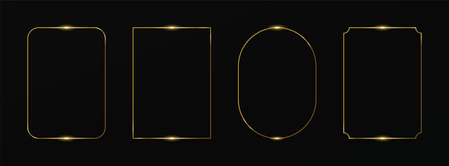 Luxury Thin Golden Rectangular Frame Border Vector Set © PNGwallet