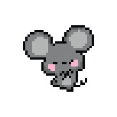 Fototapeta premium Cute illustration pixel art character mouse design vector