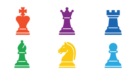 chess pieces in colorful flat design on white background © Rahul
