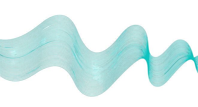 Wavy Teal Blue Ribbon Element Design.