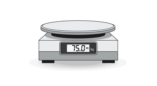 Digital Kitchen Scale Showing 75.0 kg Weight with Copy Space