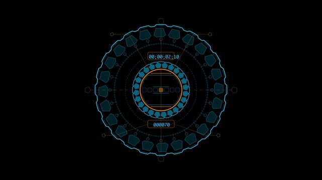Futuristic HUD Circle Elements with Dynamic Data Flow Animation