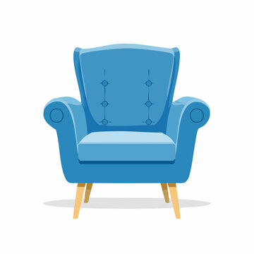 Blue Armchair with Tufted Back