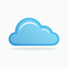 Fototapeta premium Stylized blue cloud icon with shadow