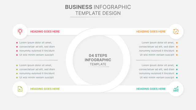 Modern 4 Steps Business Process Infographic Template with Circular Flow