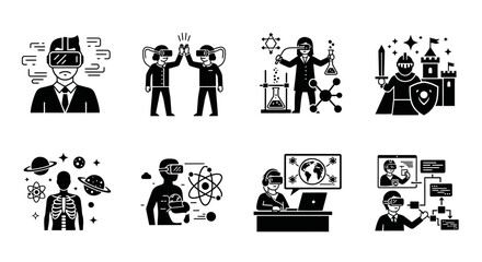 Fototapeta premium Virtual Reality Augmented Reality Metaverse Technologies Business Concept Icons
