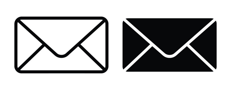 Two envelope icons in black and white Vector