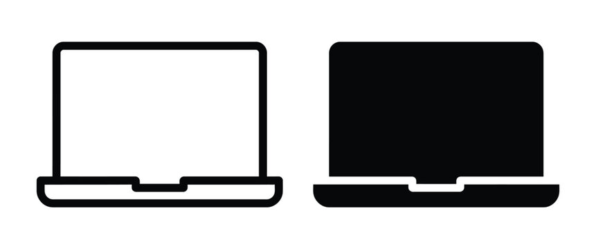 Laptop computer screen outline and filled black Vector