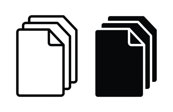 A black and white icon of two stacks of paper Vector