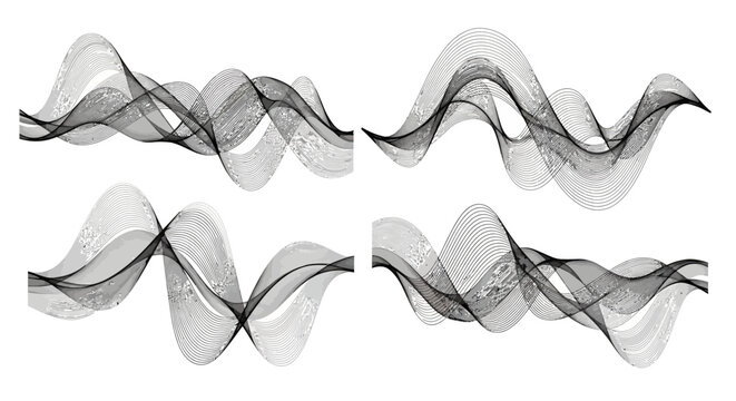 Black and white abstract wave lines.