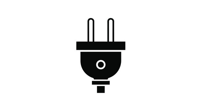 electric plug icon in black silhouette on white background