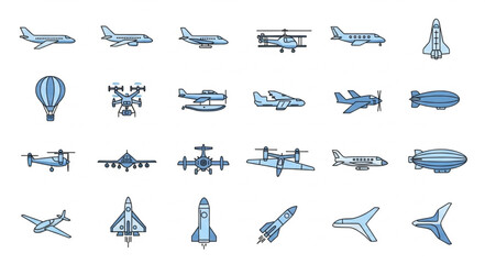Collection of various aircraft and flying vehicles. © Rizal