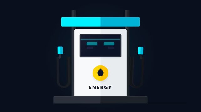 Minimalist Stylized Energy Station and Fuel Pump Illustration for Automotive and Industrial Concepts