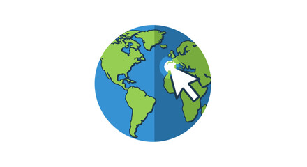 Fototapeta premium Global Internet Connection: Earth with Cursor Clicking Europe