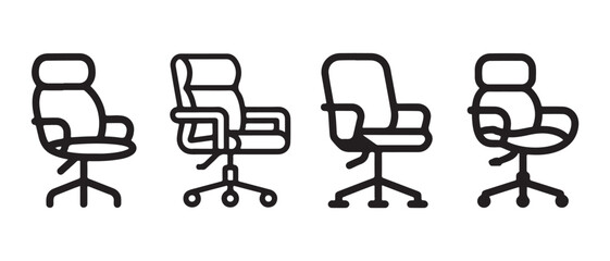 Fototapeta premium Office Chair Icons Set. for Ergonomic Workplace and Remote Work Design.