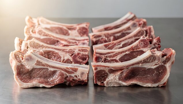 eid al-adha sliced raw goat meat cuts on marble surface with transparent background for culinary use