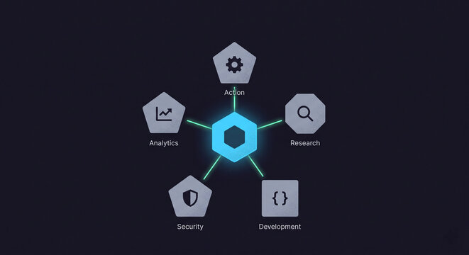 Autonomous AI agent orchestration and agentic workflow flat illustration featuring multi-agent collaboration swarm and intelligent task management system for enterprise technology
