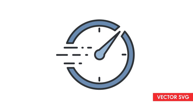 Speedometer Icon: Fast Speed, Performance, Velocity, Acceleration, Measure Concept