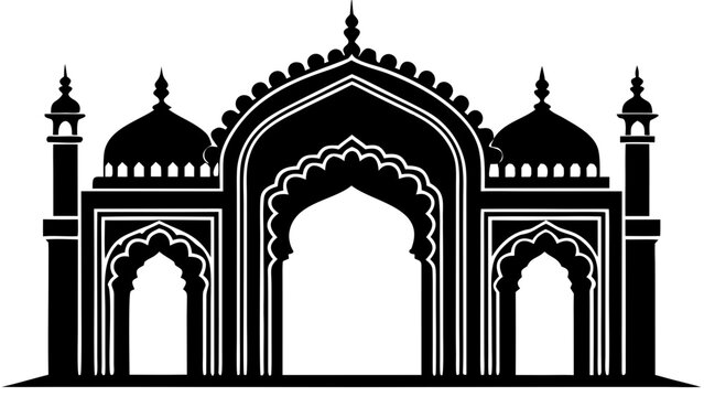 Islamic Mosque Archway Silhouette Vector Oriental Gate Icon