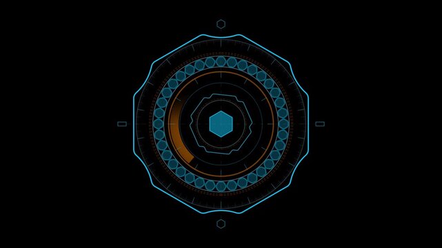 Holographic Circular HUD Elements with Sci-Fi Looping Animation Background