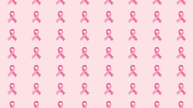 Pink breast cancer awareness ribbons pattern on light background, medical support and health campaign concept.