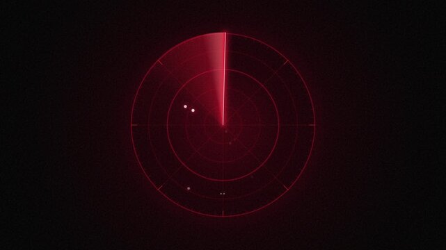 Red Radar Screen with Scanning Sweeps