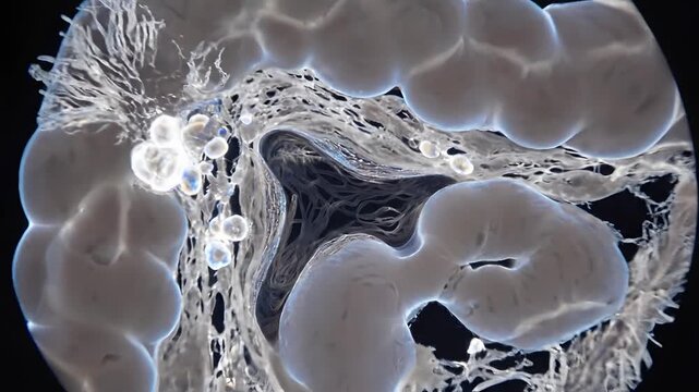 Detailed 3D Rendering of Human Colon Anatomy and Microscopic View.