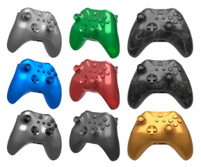 Collection of gaming controllers isolated on white background with clipping path © Vasyl Onyskiv