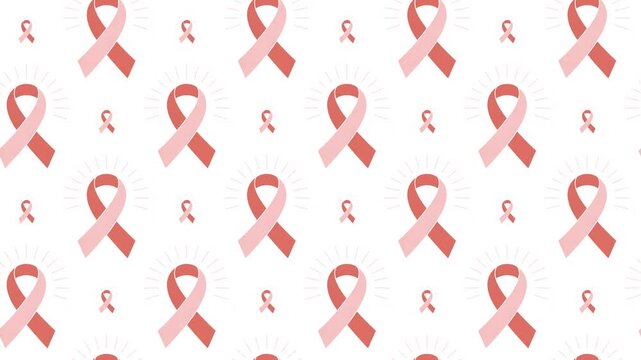Pink ribbon icons for breast cancer awareness, healthcare support and medical solidarity campaign.