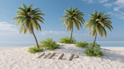Fototapeta premium Help written in sand on a tropical island beach