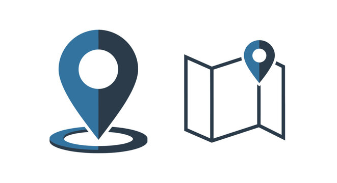 Navigation Map Pin Location Icons.