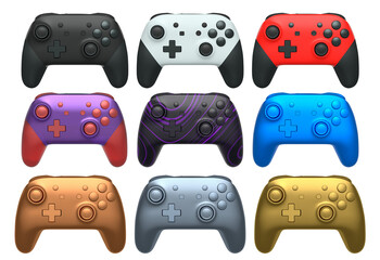 Collection of gaming controllers isolated on white background with clipping path © Vasyl Onyskiv