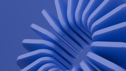 Obraz premium A circle made of blue plastic rectangle shapes. 3d rendering.