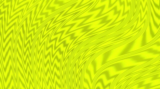 Abstract yellow and green wavy zigzag lines moving in a fluid motion for a hypnotic psychedelic background animation.