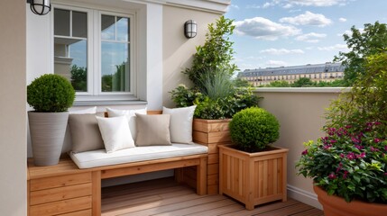Obraz premium Stylish balcony garden creating outdoor relaxation space