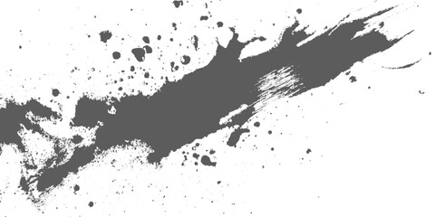 Obraz premium A minimalist black ink brush stroke sweeping in a smooth arc, with textured edges and fading bristle marks on a clean white texture background vector. 