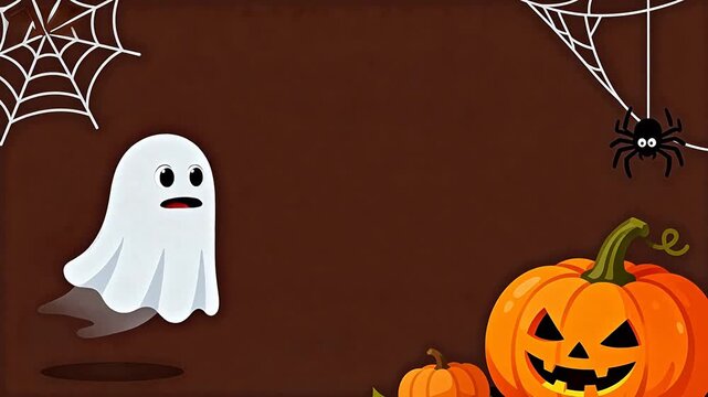 Halloween themed ghost pumpkin and spider