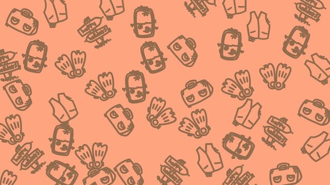 Pattern of diving icons on orange background. Suitable for posters, flyers, websites, and social media posts related to diving events.