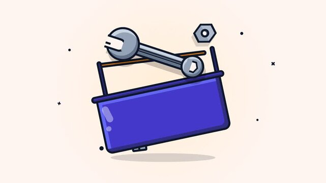 Generic Blue Toolbox with Metallic Wrench and Nut Icon for Industrial Maintenance and DIY Home Repair Services