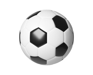 Fototapeta premium 3d Classic black and white soccer ball isolated on background. Sports equipment for football, recreation, and competition. 