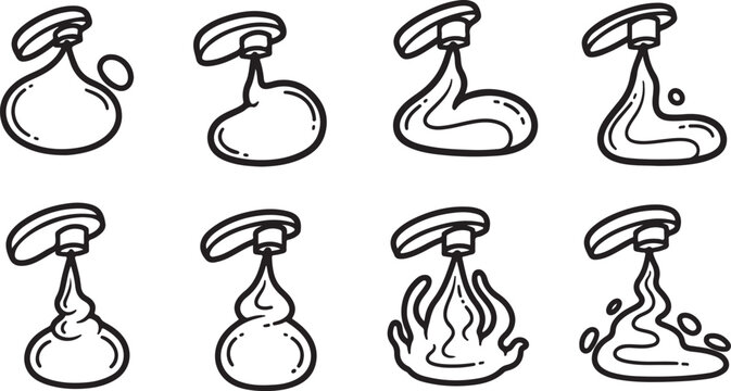 Simple line art collection of coffee cup icons isolated Vector