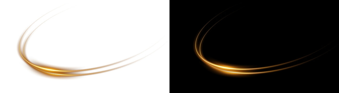 PNG image of&nbsp;Abstract golden glowing light trails creating a dynamic curved effect on transparent background