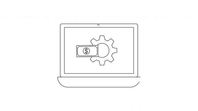 Laptop screen displays security settings with lock and gear icons.