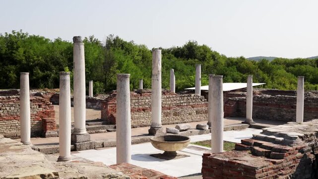 Felix Romuliana ancient castle and fortress from roman empire time with walls and buildings remaining located near Zajecar. Serbia. High quality FullHD footage
